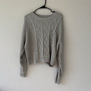 Hollister Light Gray Cable Knit Sweater